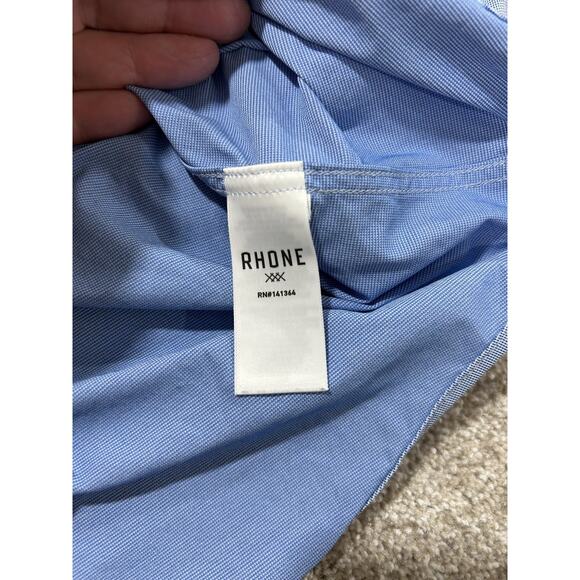 Rhone Shirt Mens XL Light Blue Checked Classic Fit Button Up lightweight - Picture 5 of 9